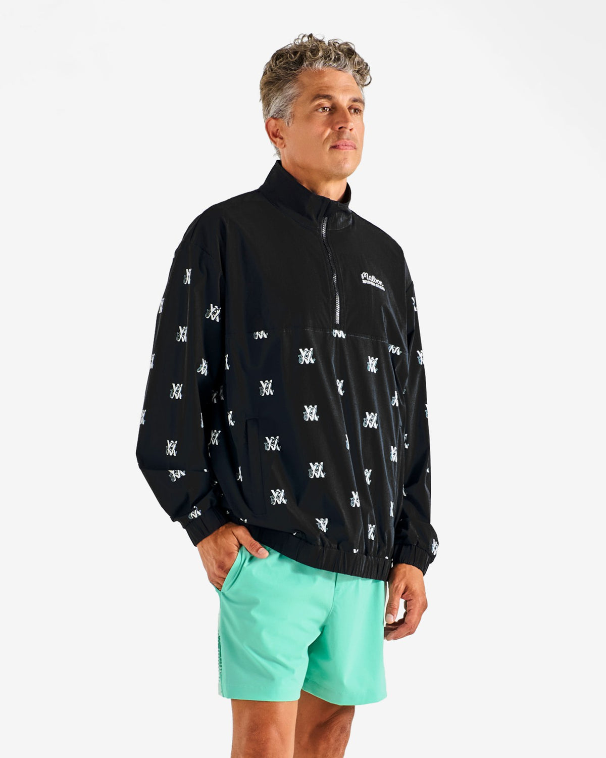 Malbon Arsham Monogram Quarter Zip - Black