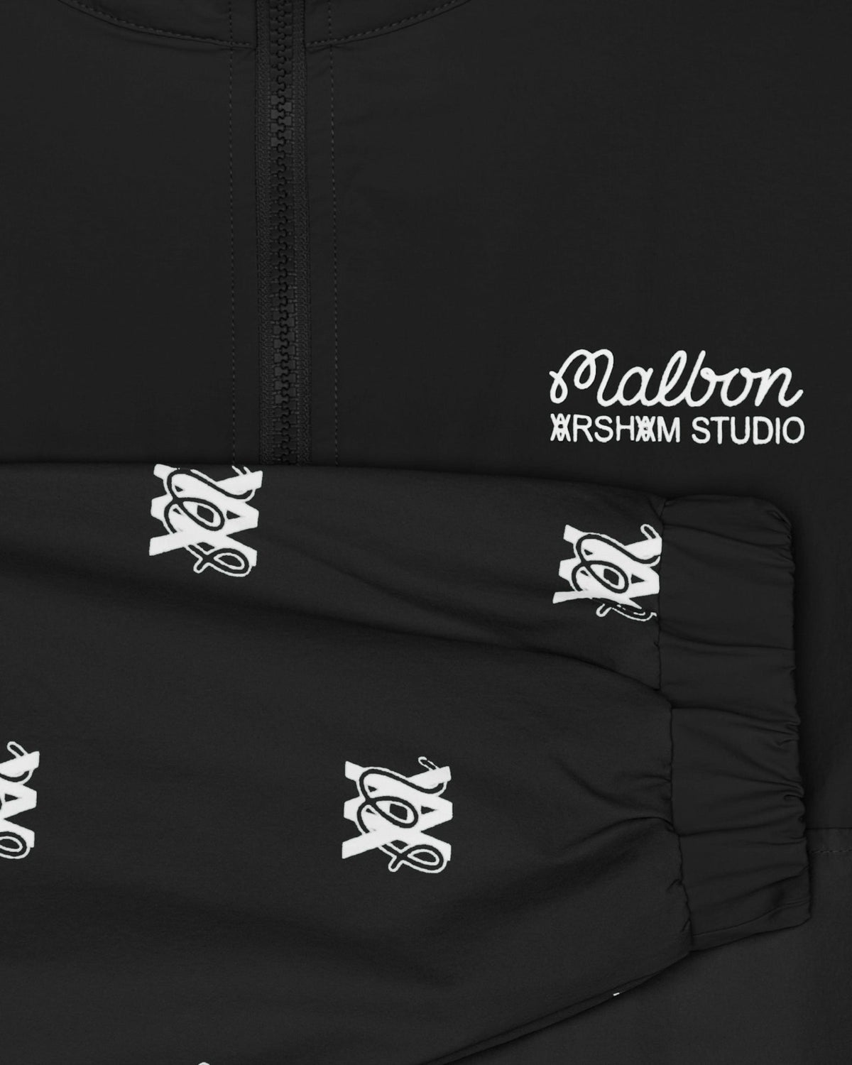 Malbon Arsham Monogram Quarter Zip - Black