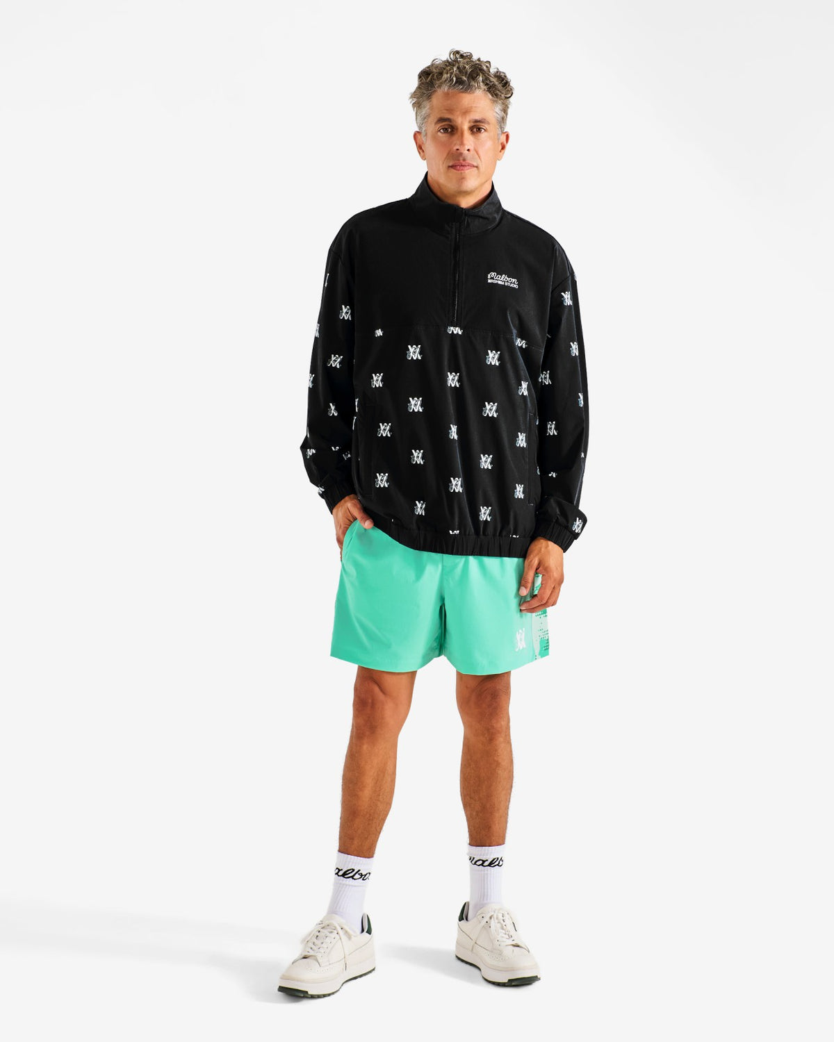 Malbon Arsham Monogram Quarter Zip - Black