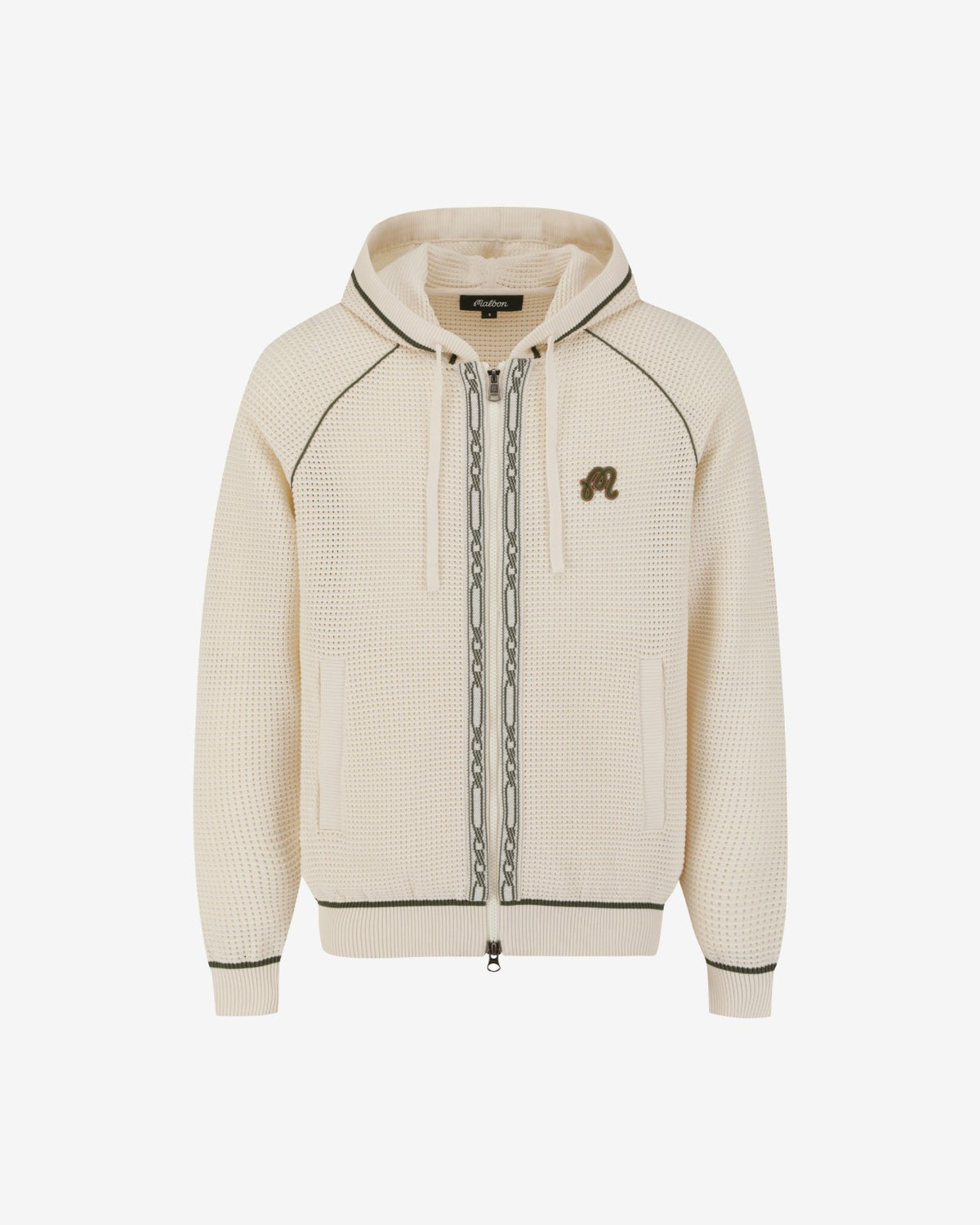 Malbon Studio Seoul Crochet Knit Full-Zip Hoodie - Cream