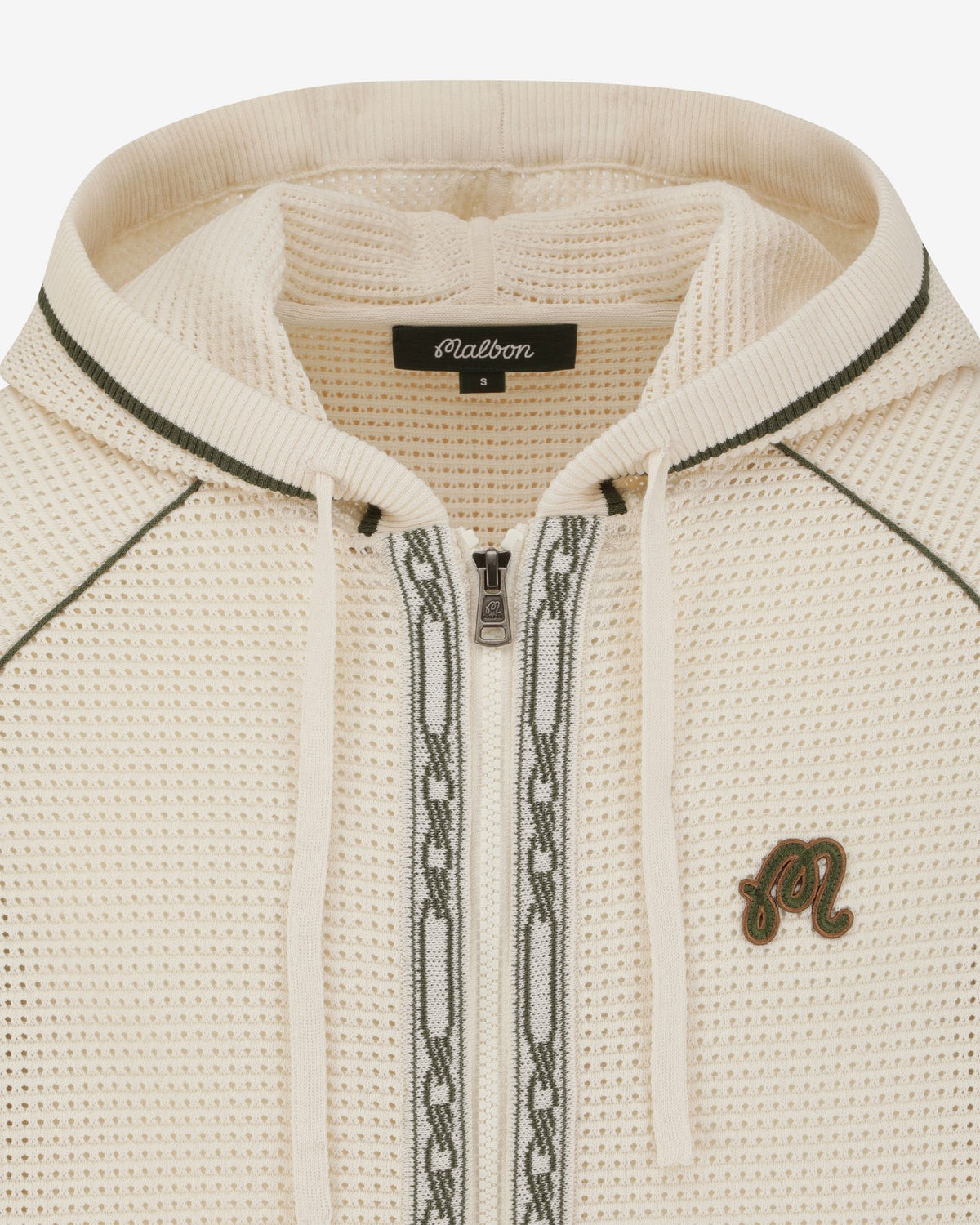 Malbon Studio Seoul Crochet Knit Full-Zip Hoodie - Cream