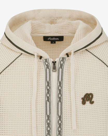 Malbon Studio Seoul Crochet Knit Full-Zip Hoodie - Cream