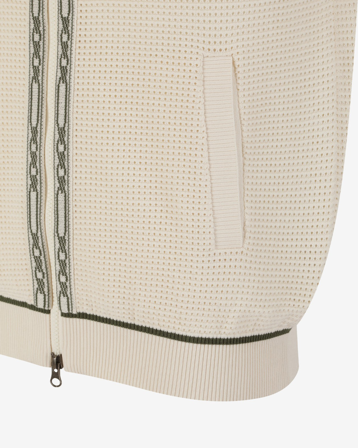 Malbon Studio Seoul Crochet Knit Full-Zip Hoodie - Cream