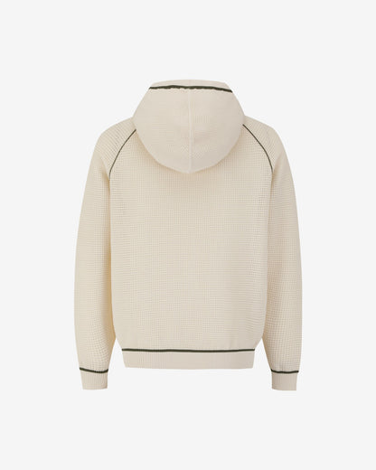 Malbon Studio Seoul Crochet Knit Full-Zip Hoodie - Cream