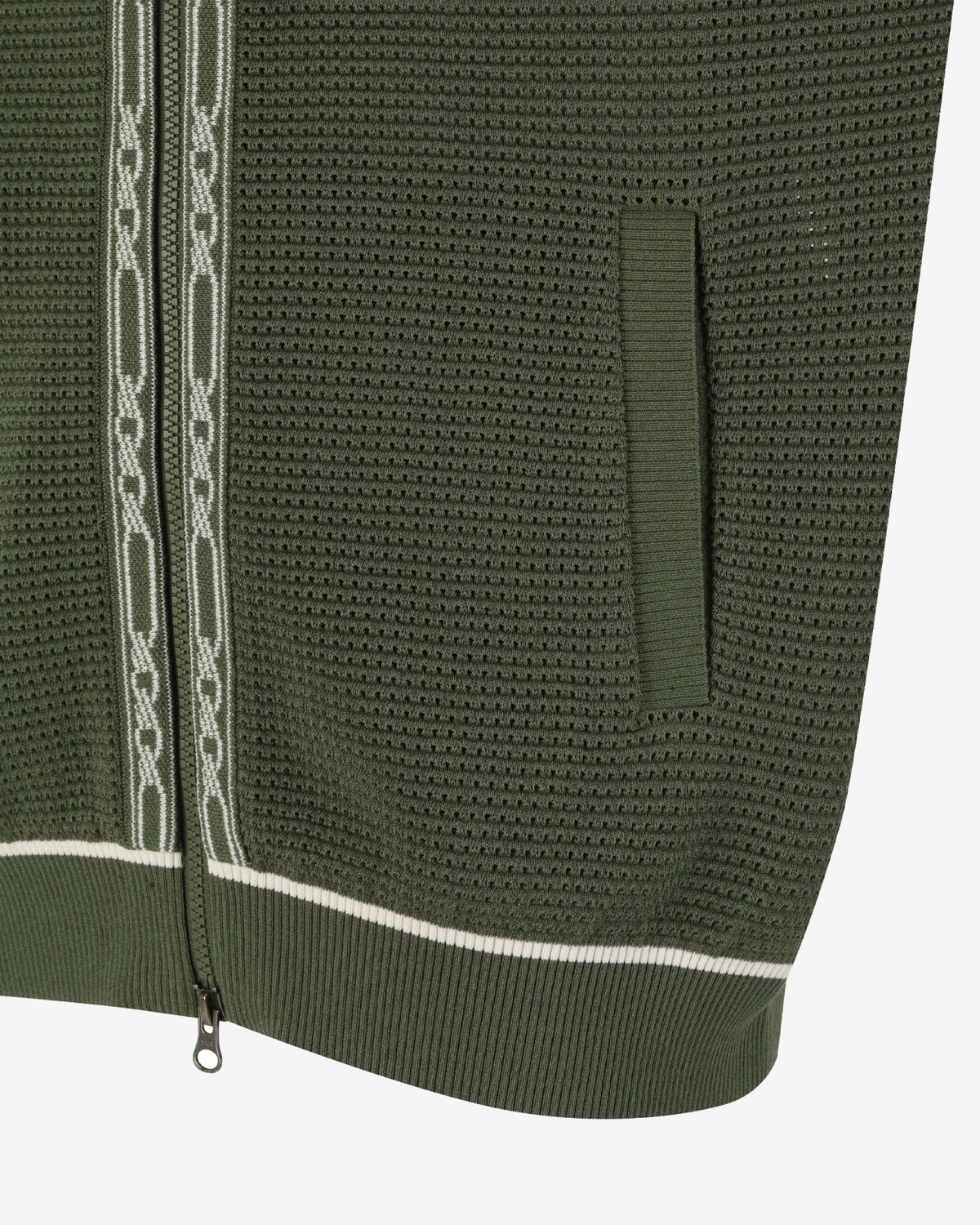Malbon Studio Seoul Crochet Knit Full-Zip Hoodie - Dark Green