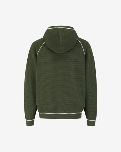 Malbon Studio Seoul Crochet Knit Full-Zip Hoodie - Dark Green