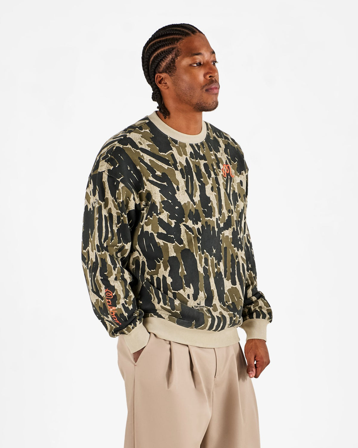 Malbon Range Tour Divot Camo Sweatshirt - Bark Camo