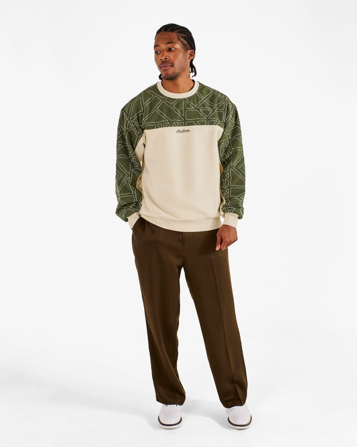 Malbon Tierra Crewneck - Cream / Olivine