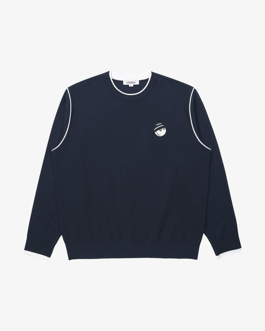 Malbon Studio Seoul Double-Knit Mens Pullover - Navy