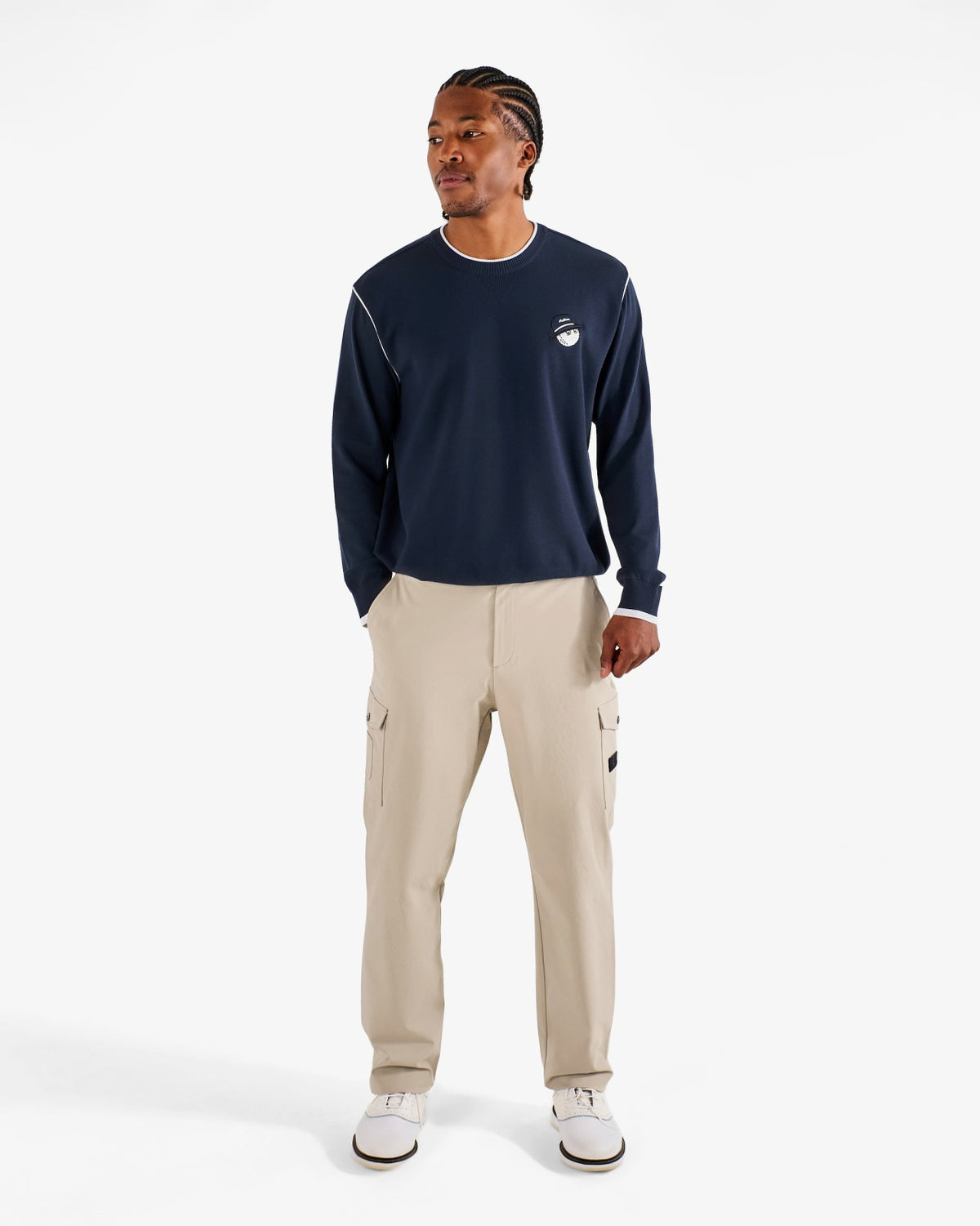 Malbon Studio Seoul Double-Knit Mens Pullover - Navy