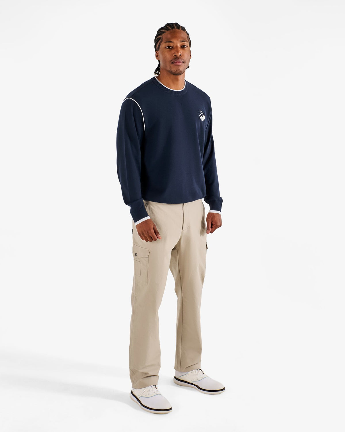 Malbon Studio Seoul Double-Knit Mens Pullover - Navy