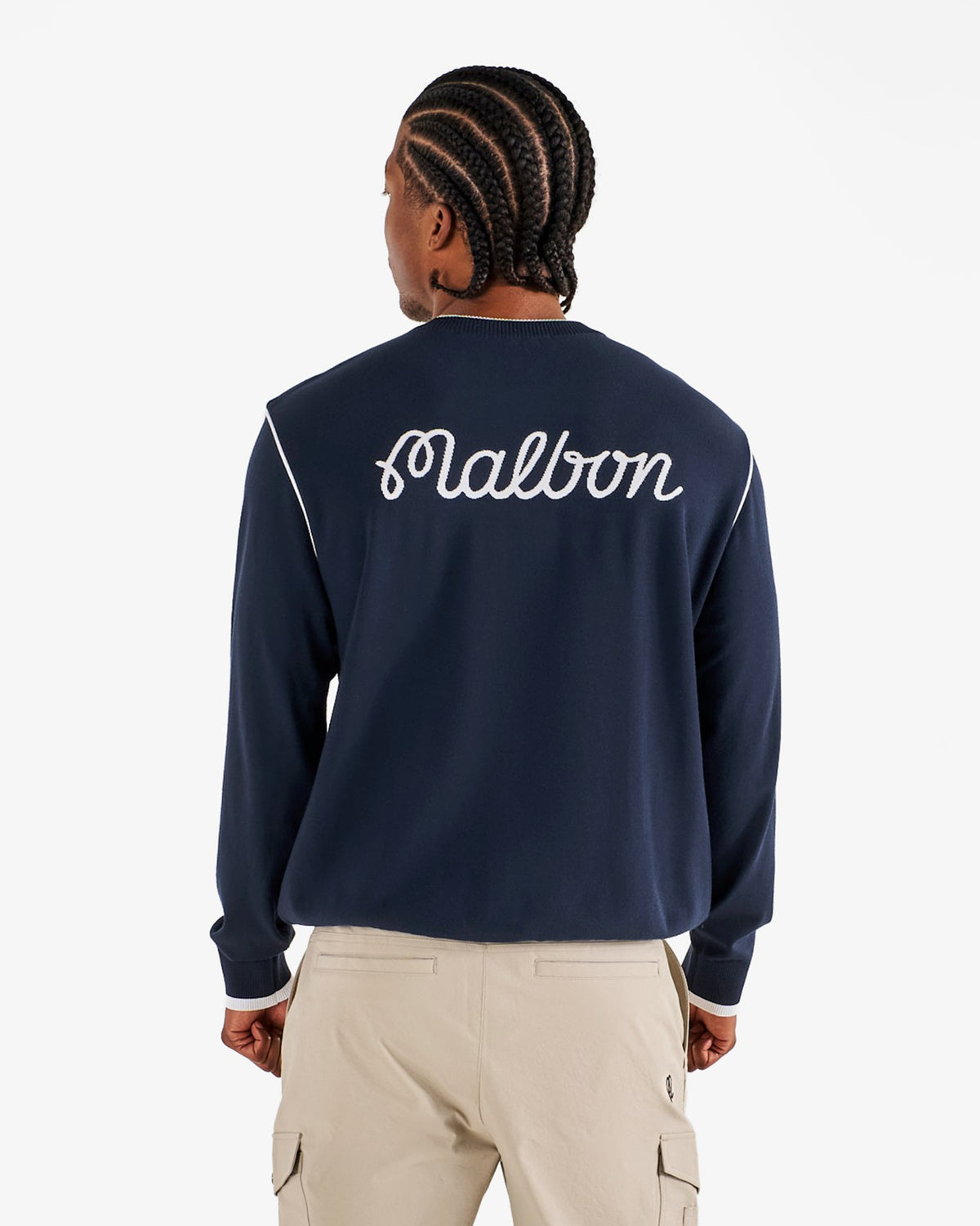 Malbon Studio Seoul Double-Knit Mens Pullover - Navy