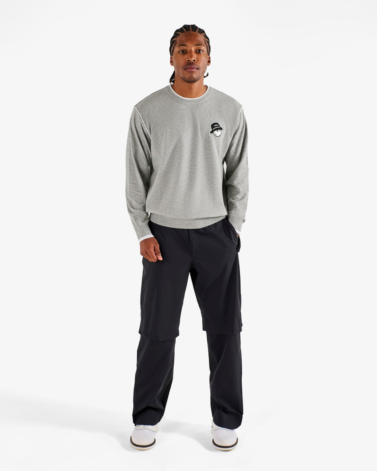 Malbon Studio Seoul Double-Knit Mens Pullover - Grey