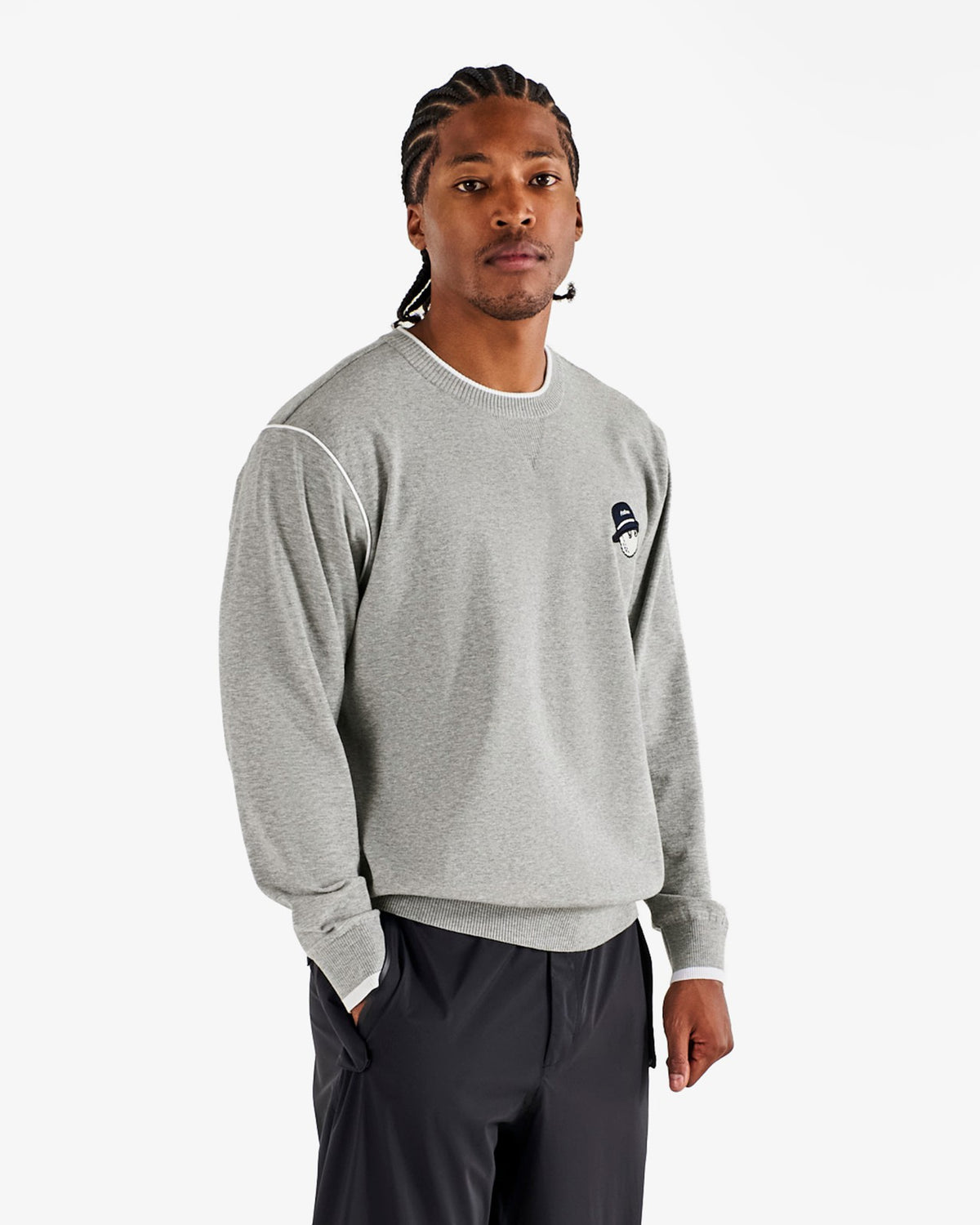 Malbon Studio Seoul Double-Knit Mens Pullover - Grey