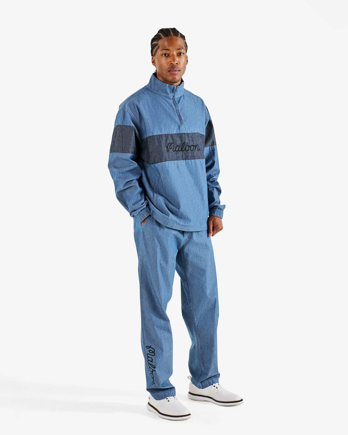 Malbon Gdc Denim Elastic Waist Pant - Light Blue
