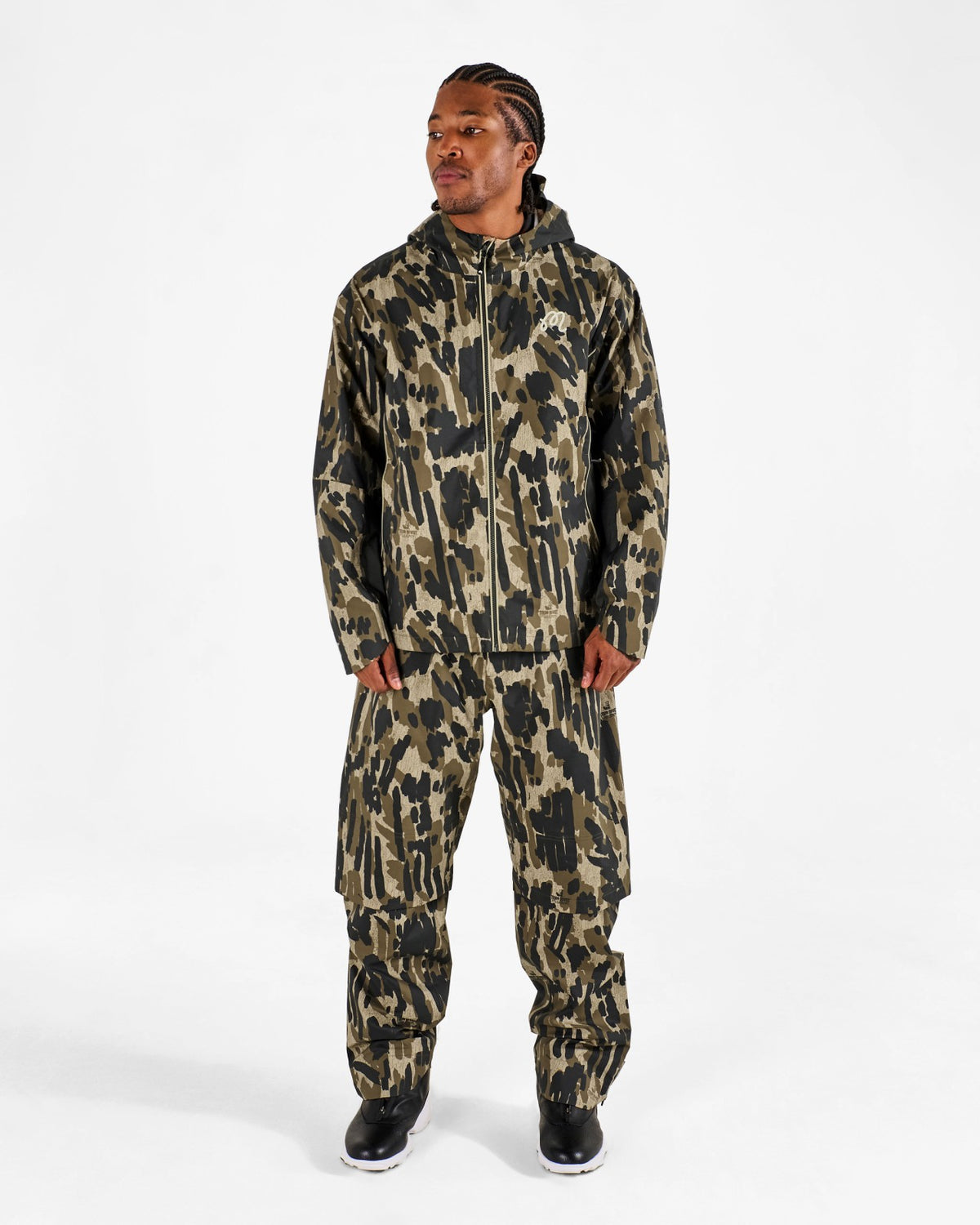 Malbon Tour Divot Camo Rain Pant - Bark Camo
