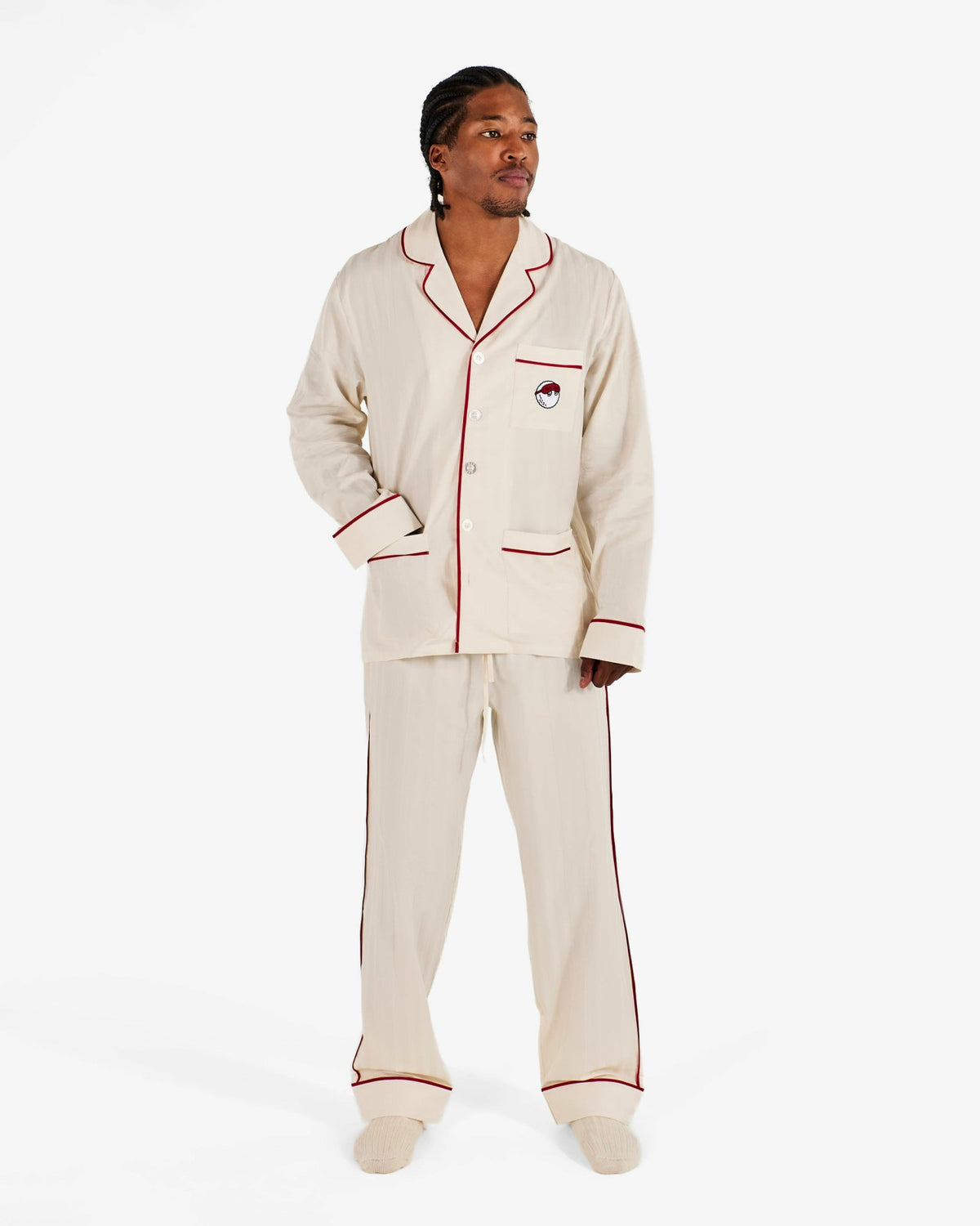 Malbon Kip Men'S Premium Cotton Pajama Set - Beige
