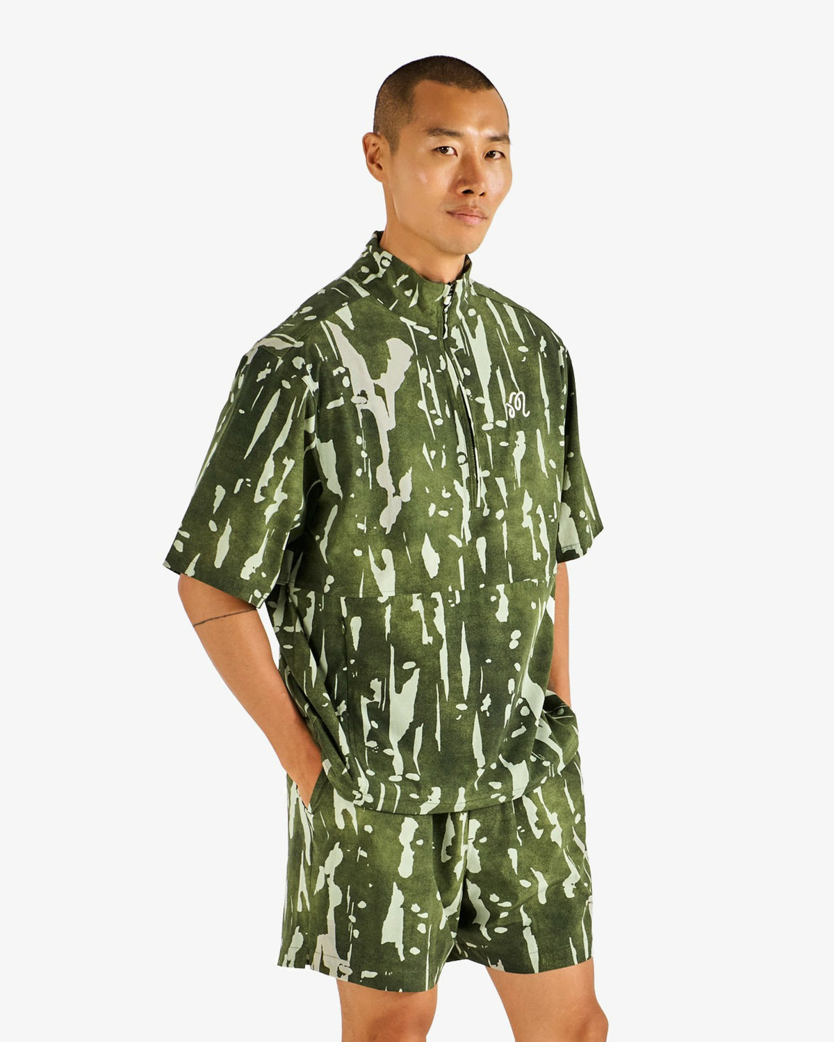 Malbon Scooter Inkwash Short - Olive Inkwash
