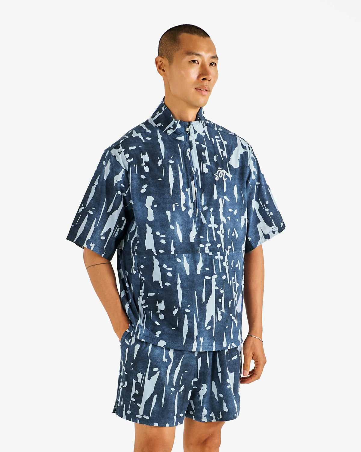 Malbon Scooter Inkwash Short - Navy Inkwash