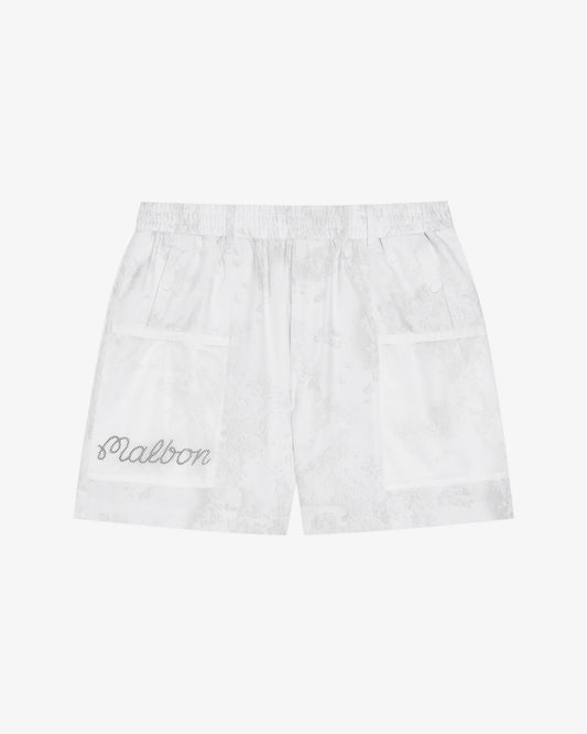 Malbon Mesh Basket Pocket Short - White Ripple