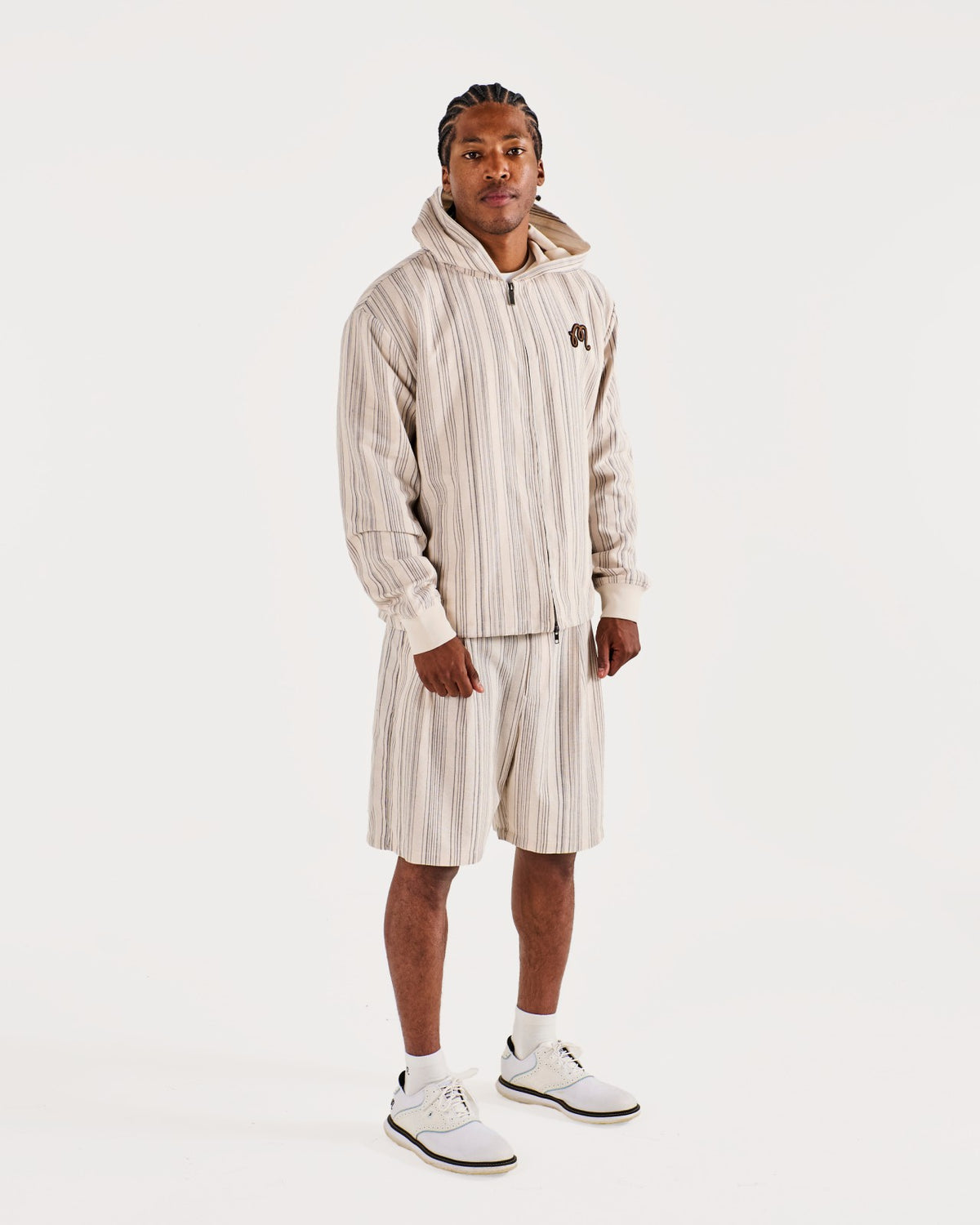 Malbon Arena Short - Cream Stripe