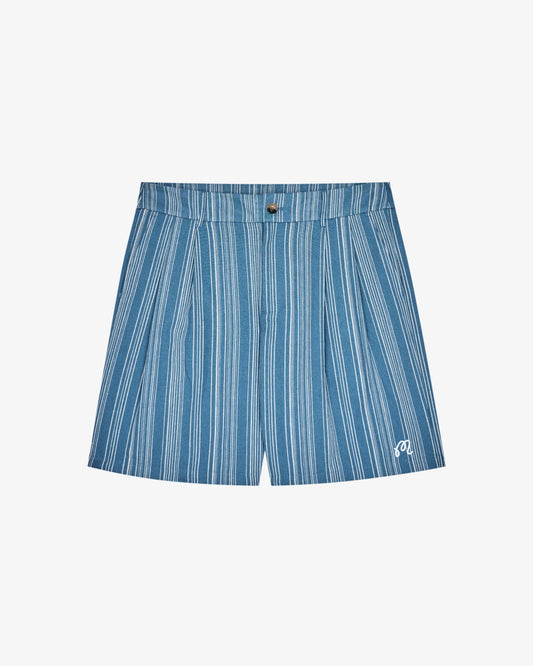 Malbon Arena Short - Aegean Blue Stripe
