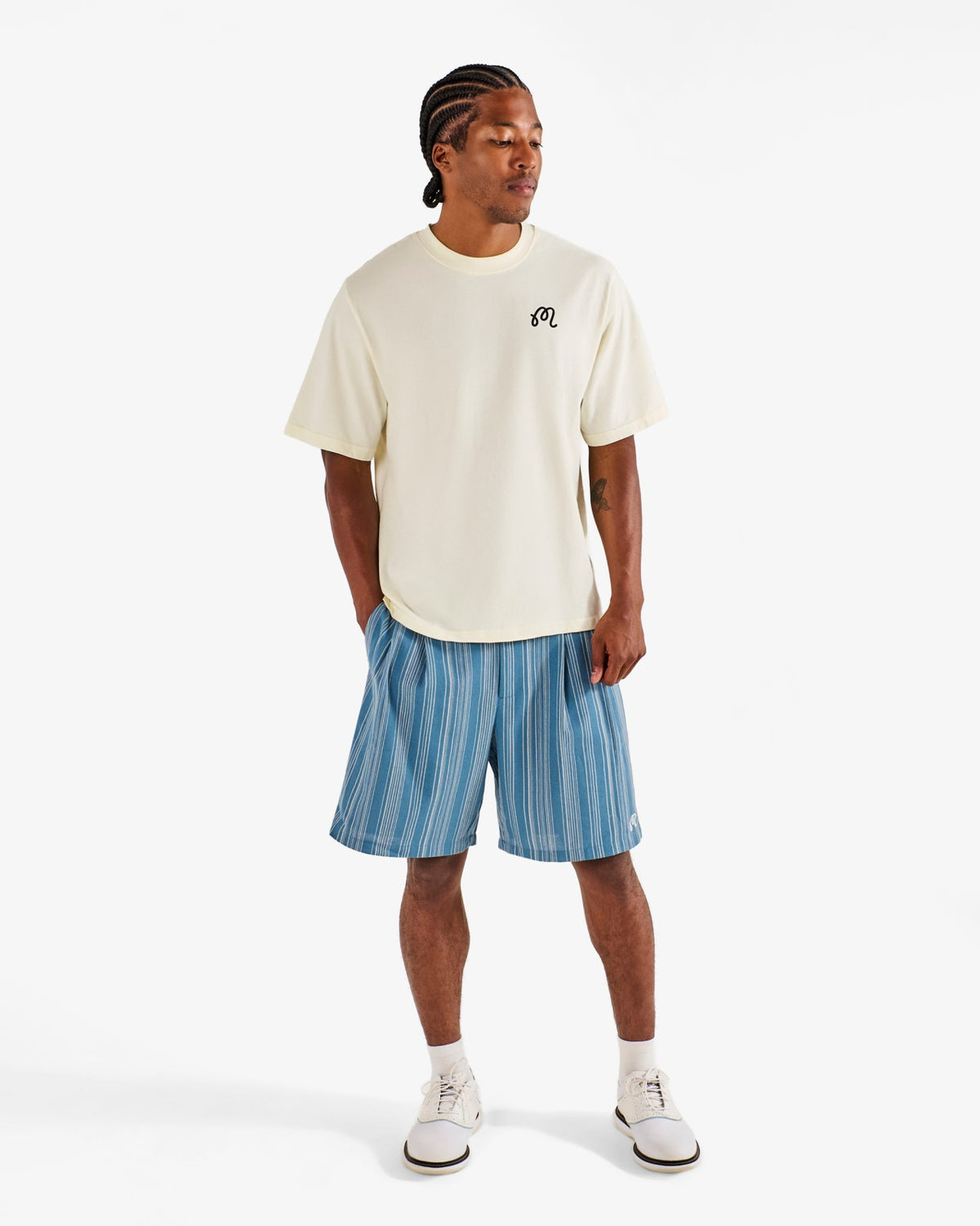 Malbon Arena Short - Aegean Blue Stripe