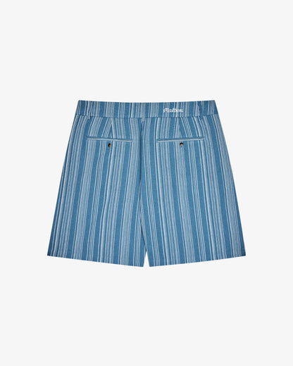 Malbon Arena Short - Aegean Blue Stripe