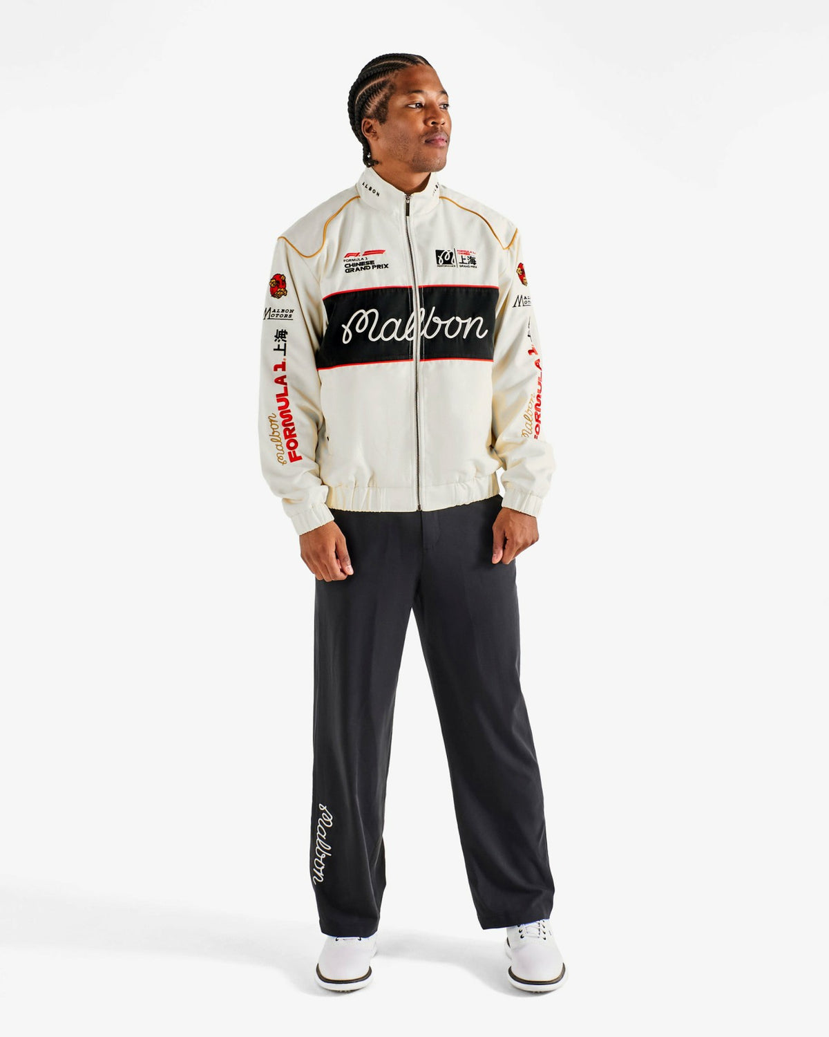 Malbon Gridlock Racing Jacket - Whisper White