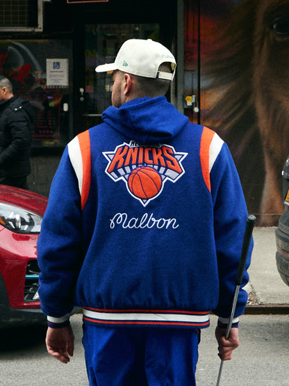Malbon Knicks The Garden Varsity Jacket - Blue