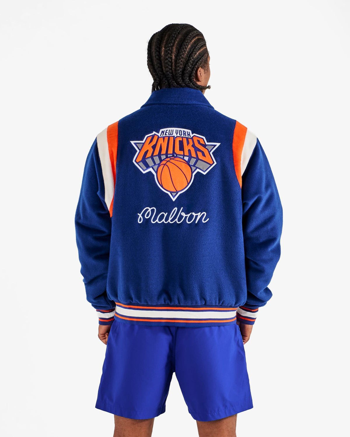 Malbon Knicks The Garden Varsity Jacket - Blue