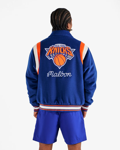 Malbon Knicks The Garden Varsity Jacket - Blue