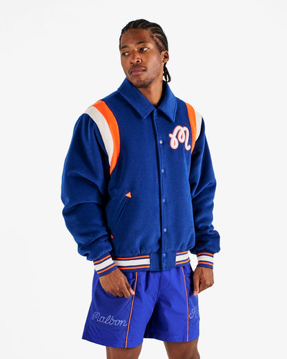 Malbon Knicks The Garden Varsity Jacket - Blue