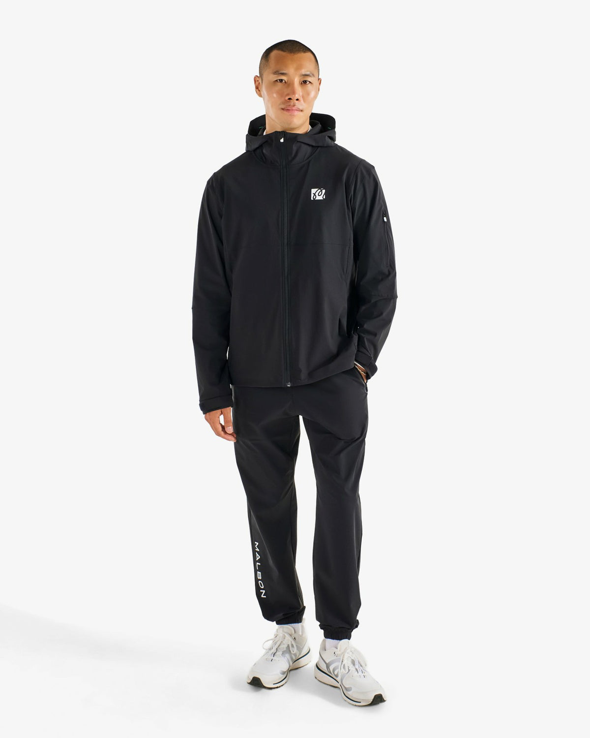 Malbon Performance Full Zip Shell Jacket - Black