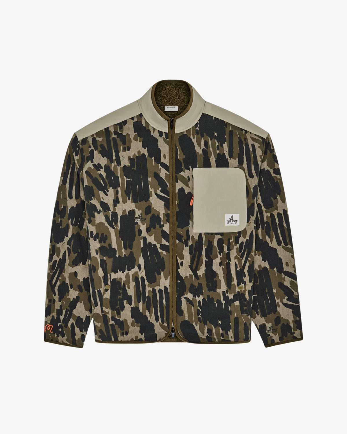 Malbon Tour Divot Camo Sherpa Jacket - Bark Camo