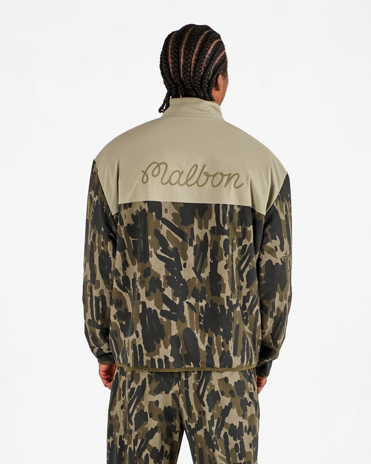 Malbon Tour Divot Camo Sherpa Jacket - Bark Camo