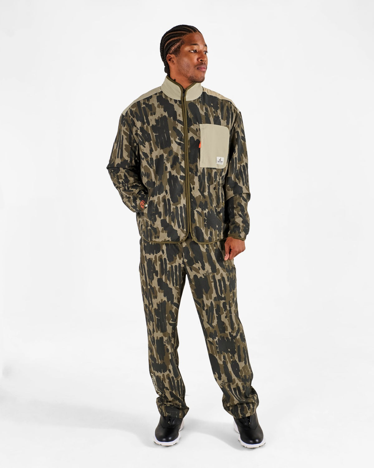 Malbon Tour Divot Camo Sherpa Jacket - Bark Camo