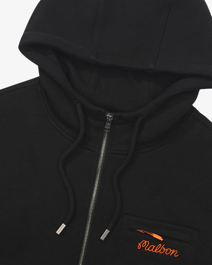 Malbon Studio Seoul Tour Divot French Terry Zip-Up - Black