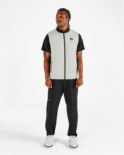 Malbon Performance Ribbed Panel Vest - Silver / Black