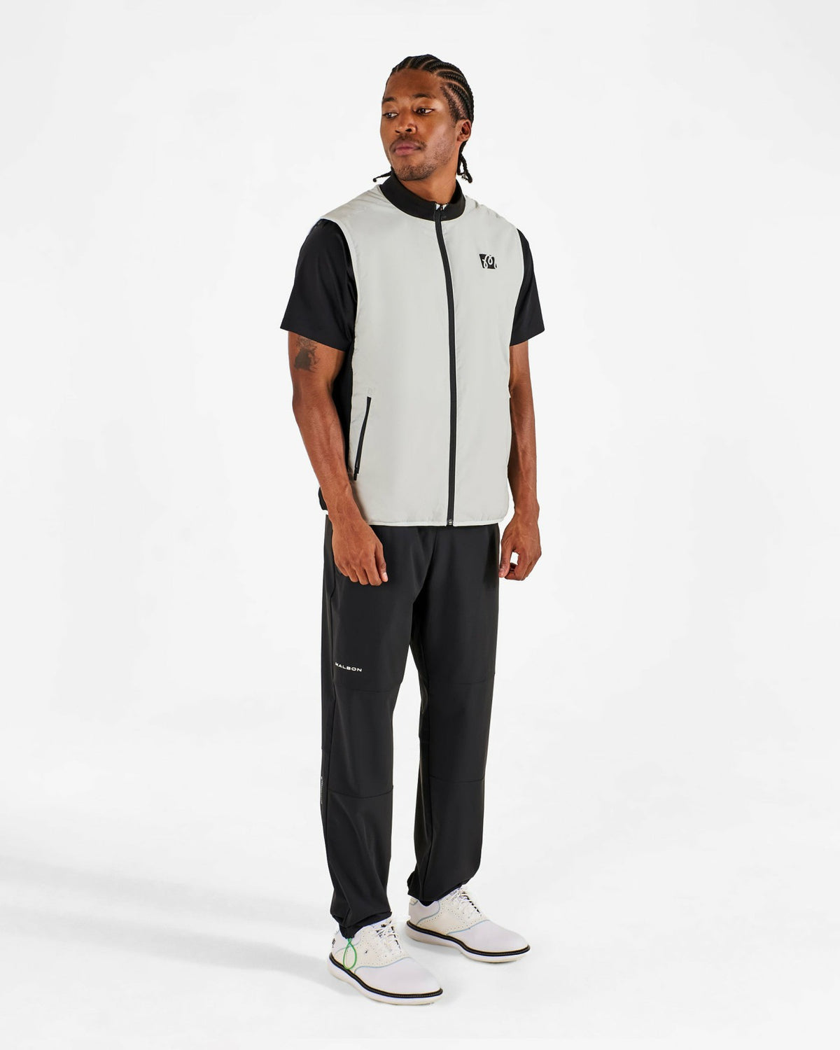 Malbon Performance Ribbed Panel Vest - Silver / Black