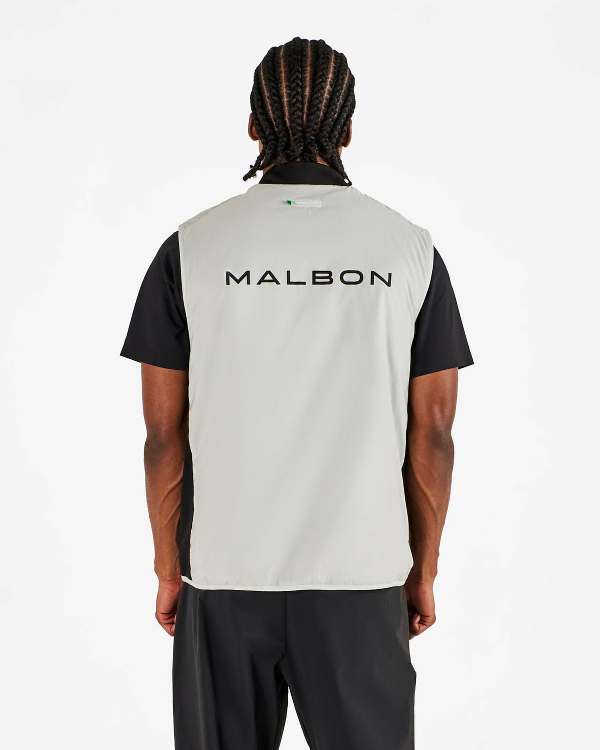 Malbon Performance Ribbed Panel Vest - Silver / Black