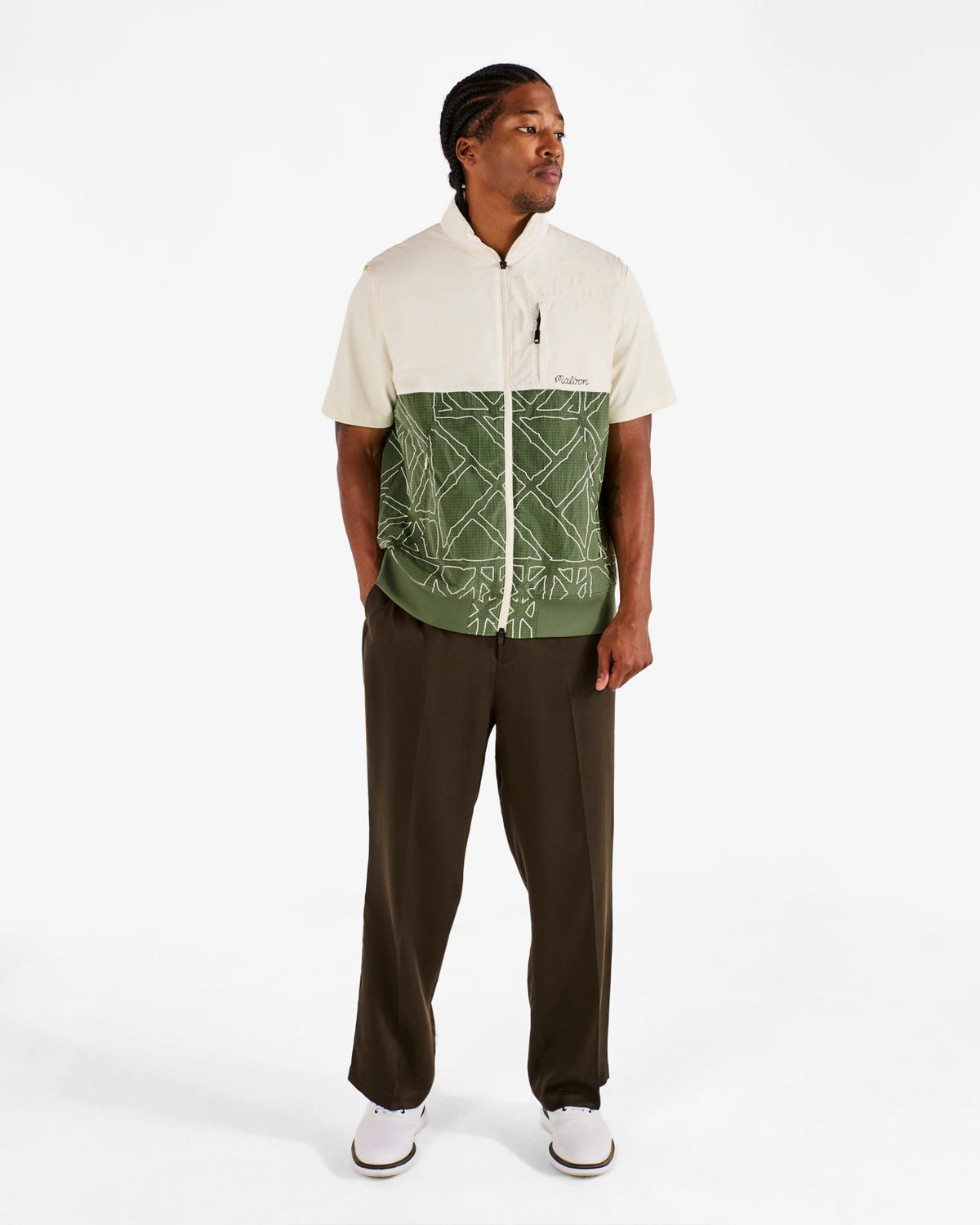 Malbon Finca Vest - Cream / Olivine