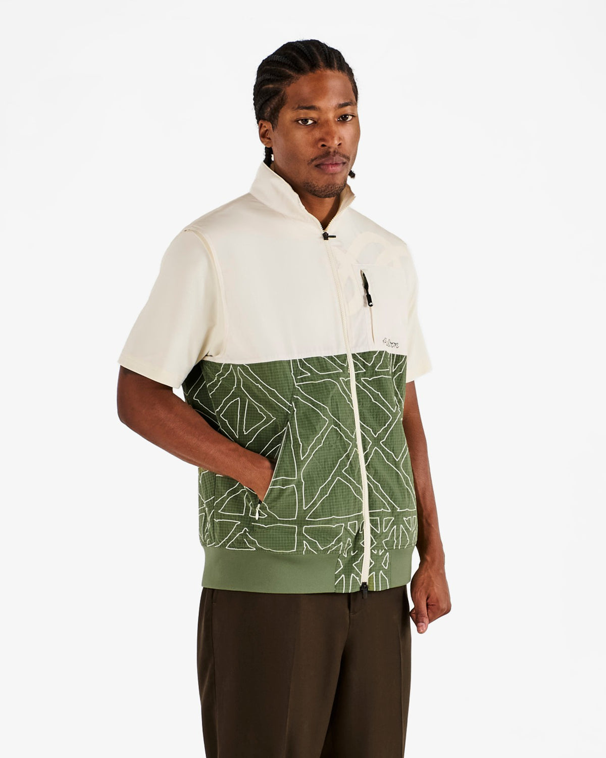 Malbon Finca Vest - Cream / Olivine