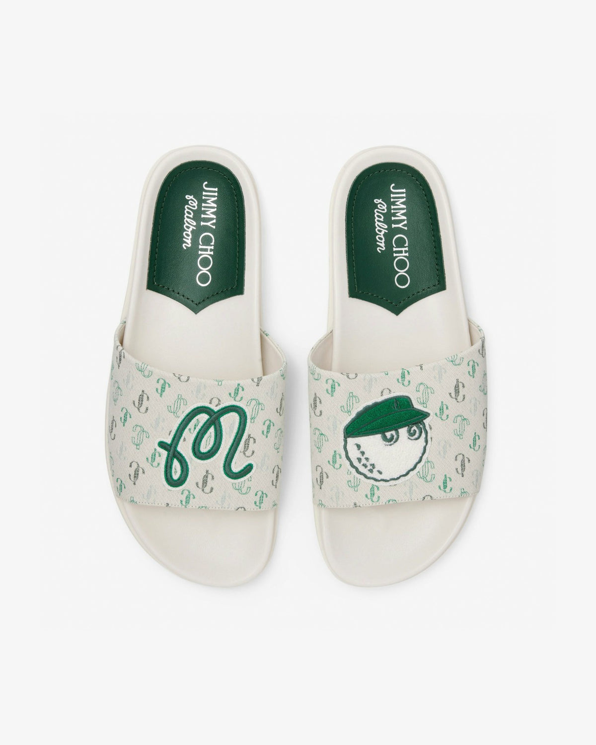 Malbon Jimmy Choo X Malbon Mens Slide - Latte/Malbon Green