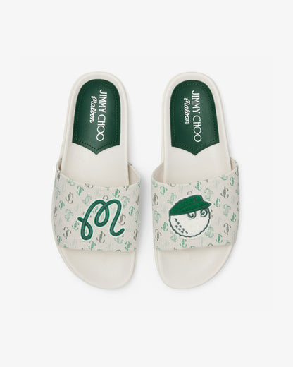 Malbon Jimmy Choo X Malbon Mens Slide - Latte/Malbon Green