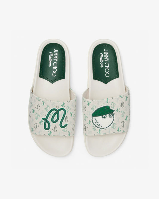 Malbon Jimmy Choo X Malbon Mens Slide - Latte/Malbon Green