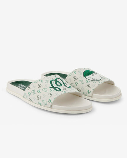 Malbon Jimmy Choo X Malbon Mens Slide - Latte/Malbon Green