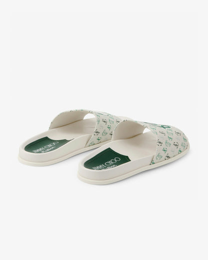 Malbon Jimmy Choo X Malbon Mens Slide - Latte/Malbon Green
