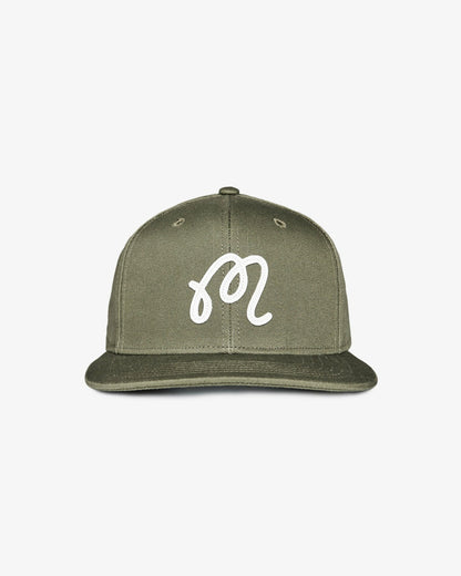 Malbon M Script Snapback - Military Green