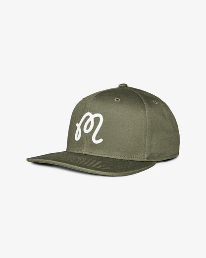 Malbon M Script Snapback - Military Green